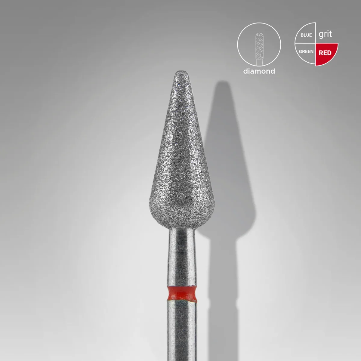 Staleks Pro Expert Elmas Freze - Kırmızı, Sivri Armut 5/12mm