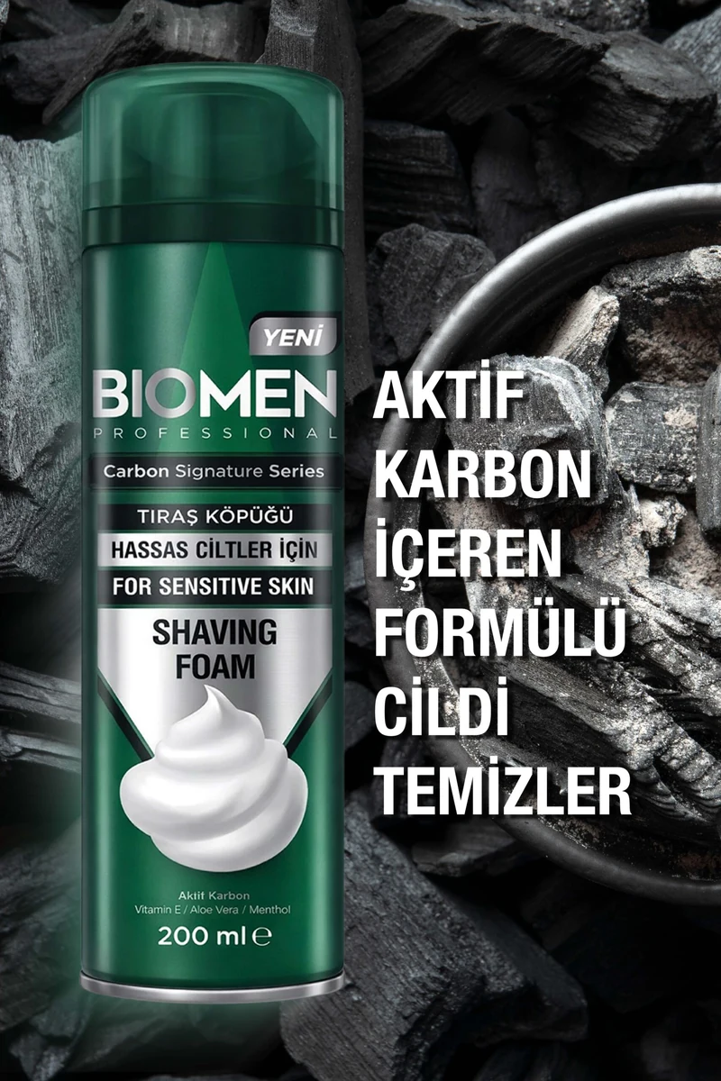 Biomen Aktif Karbon Tıraş Köpüğü 200 ml - Hassas Ciltler İçin ürün görseli