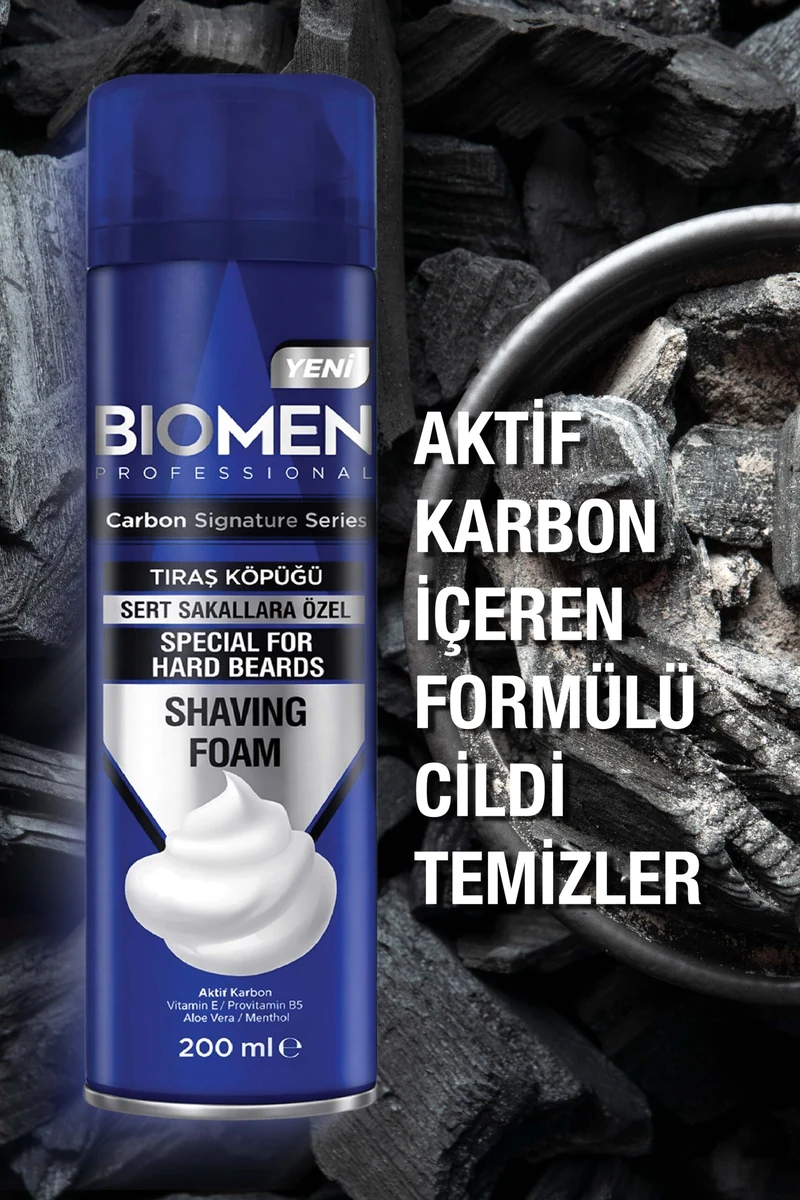 Biomen Aktif Karbon Tıraş Köpüğü 200 ml - Sert Sakallar İçin ürün görseli