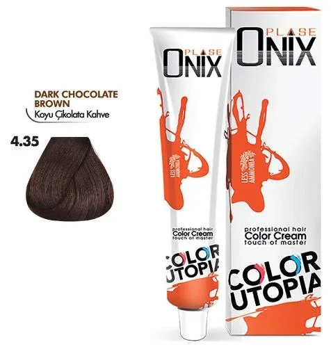 Onix Tüp Saç Boyası 60 ml Profesyonel Krem Boya - 4/35 Koyu Çikolata Kahve