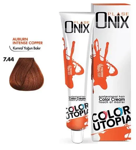 Onix Tüp Saç Boyası 60 ml Profesyonel Krem Boya - 7/44 Kumral Yoğun Bakir