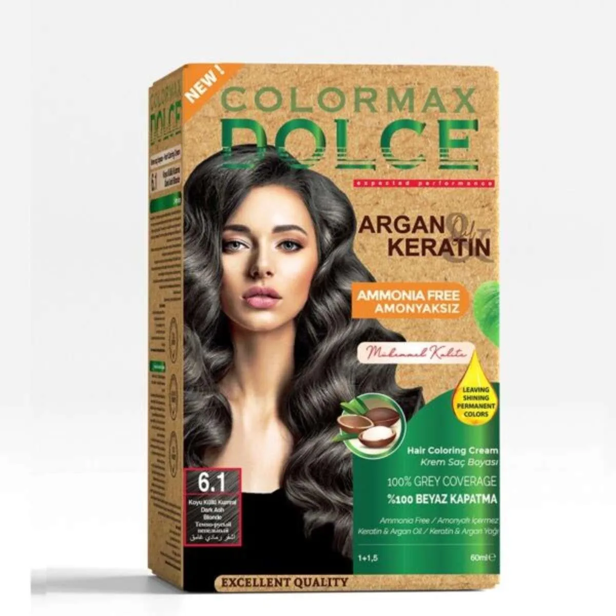 Colormax Dolce Amonyaksız, Doğal Set Boya - 6.1 Koyu Küllü Kumral