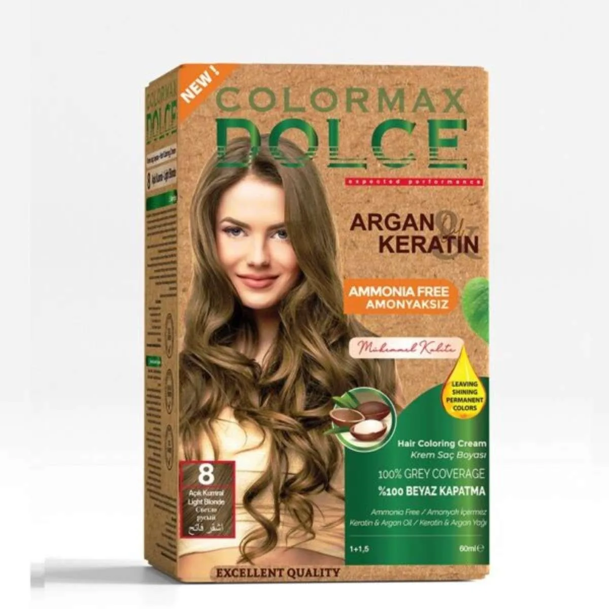 Colormax Dolce Amonyaksız, Doğal Set Boya - 8 Açık Kumral