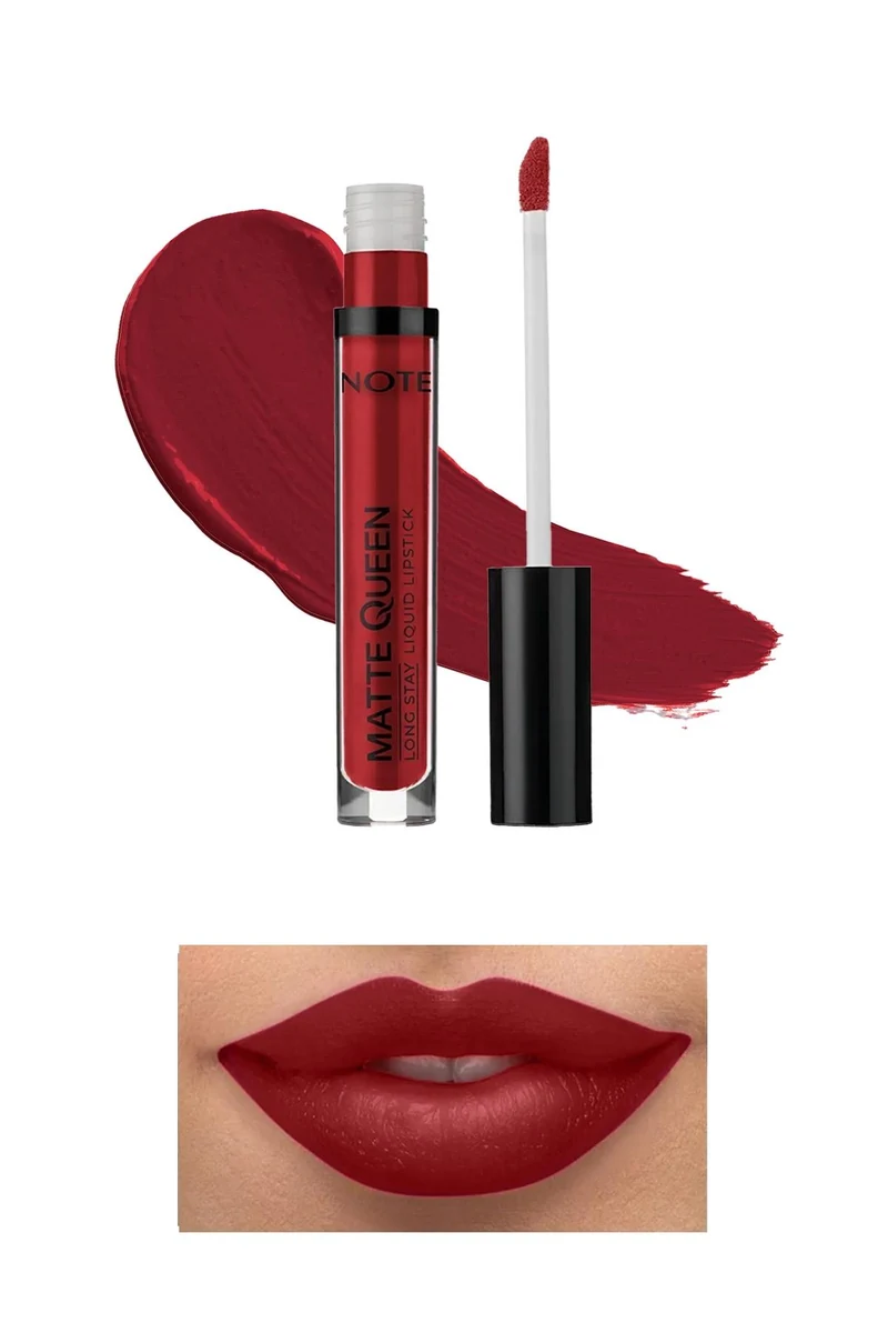 Note Matte Queen Mat Ruj Yoğun Renkli Lipstick - 15 Magestic Red - Kırmızı ton örneği