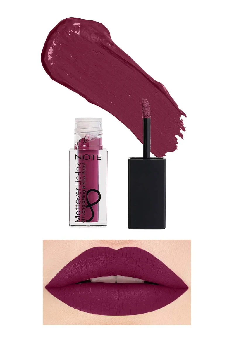 NOTE LipInk Mattever Mat ve Kalıcı Likit Ruj - 17 Dark Envie - Koyu Mor ton örneği