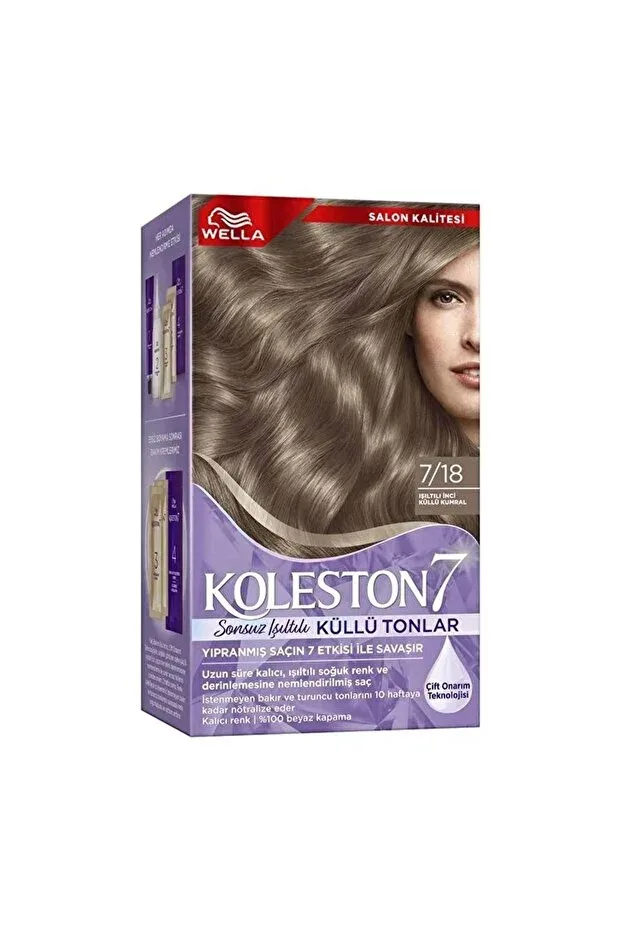 Wella Koleston Kit Saç Boyası - 7/18 Orta Küllü İnci Kumral
