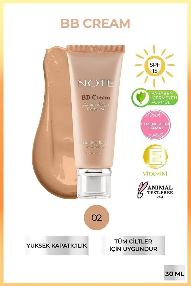 Note BB Cream SPF 15 Nemlendirici BB Krem - 02 Orta Koyu