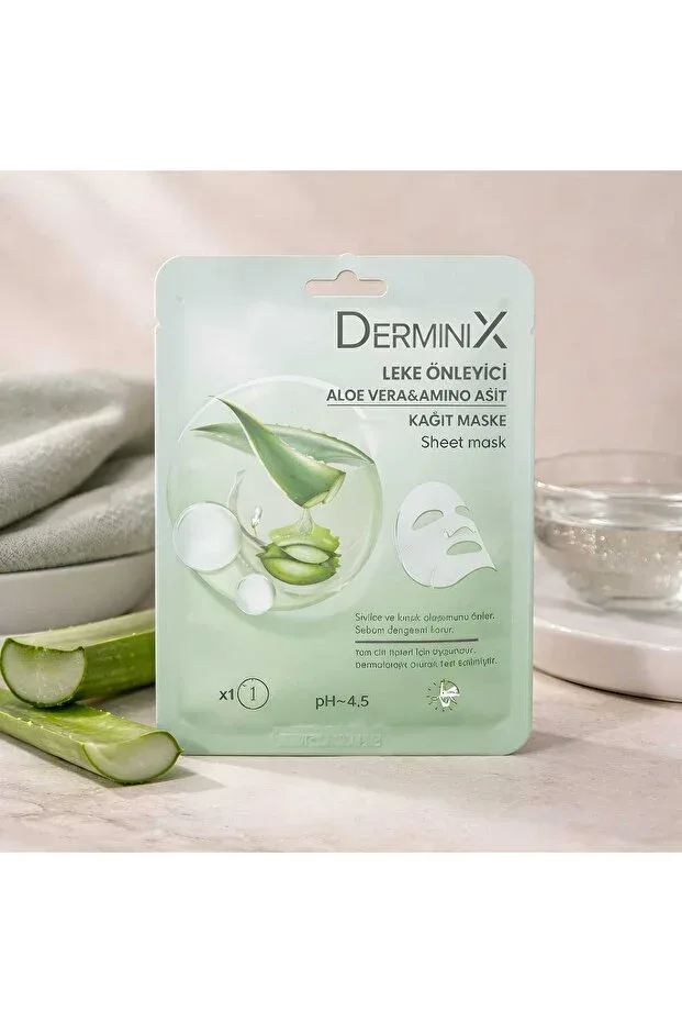 Derminix Yüz Bakım Kağıt Maske - Aloe Vera + Amino Asit