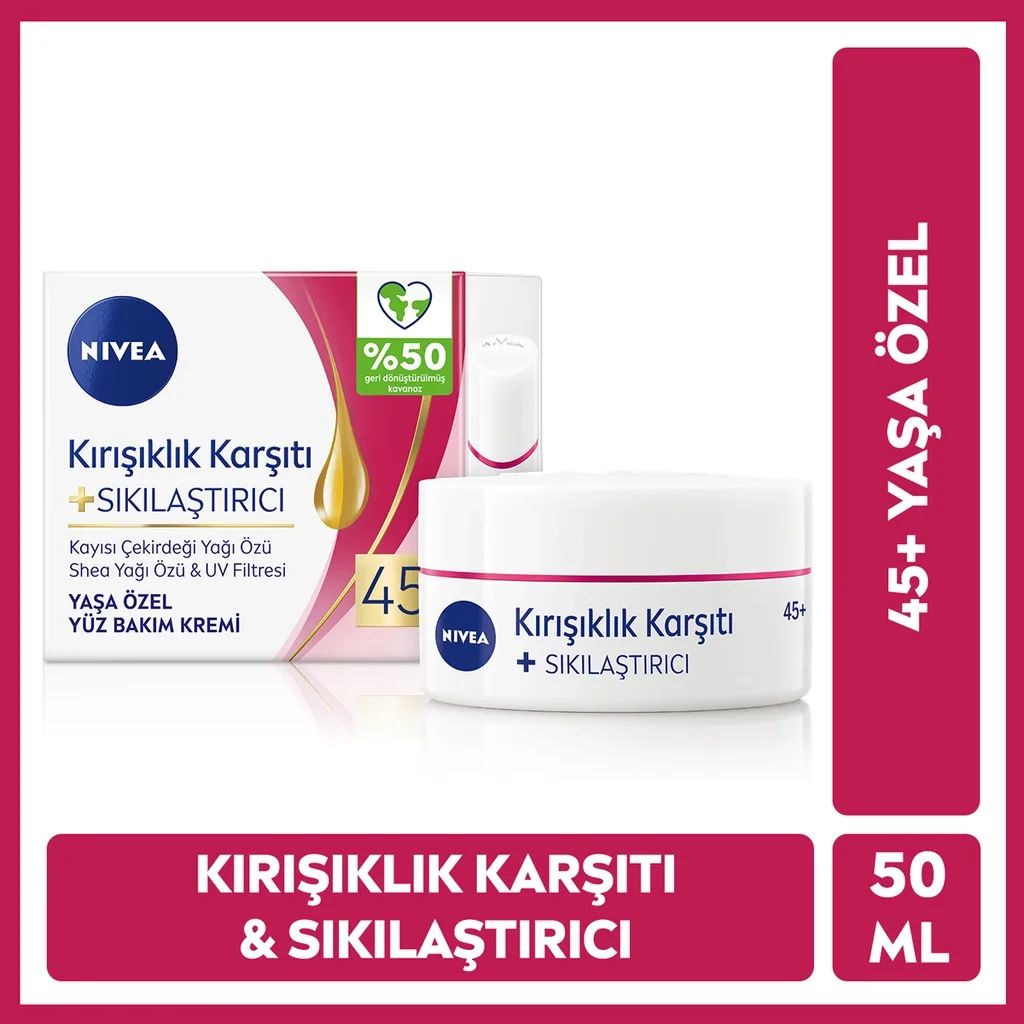 NIVEA 45+ Kırışıklık Karşıtı Yüz Kremi 50 ml