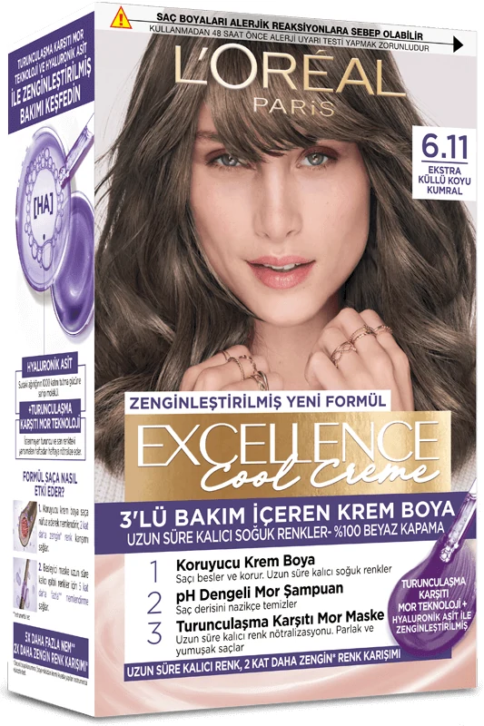 L'Oreal Excellence Cool Creme Saç Boyası - 6.11 Ekstra Küllü Koyu Kumral resmî ürün görseli