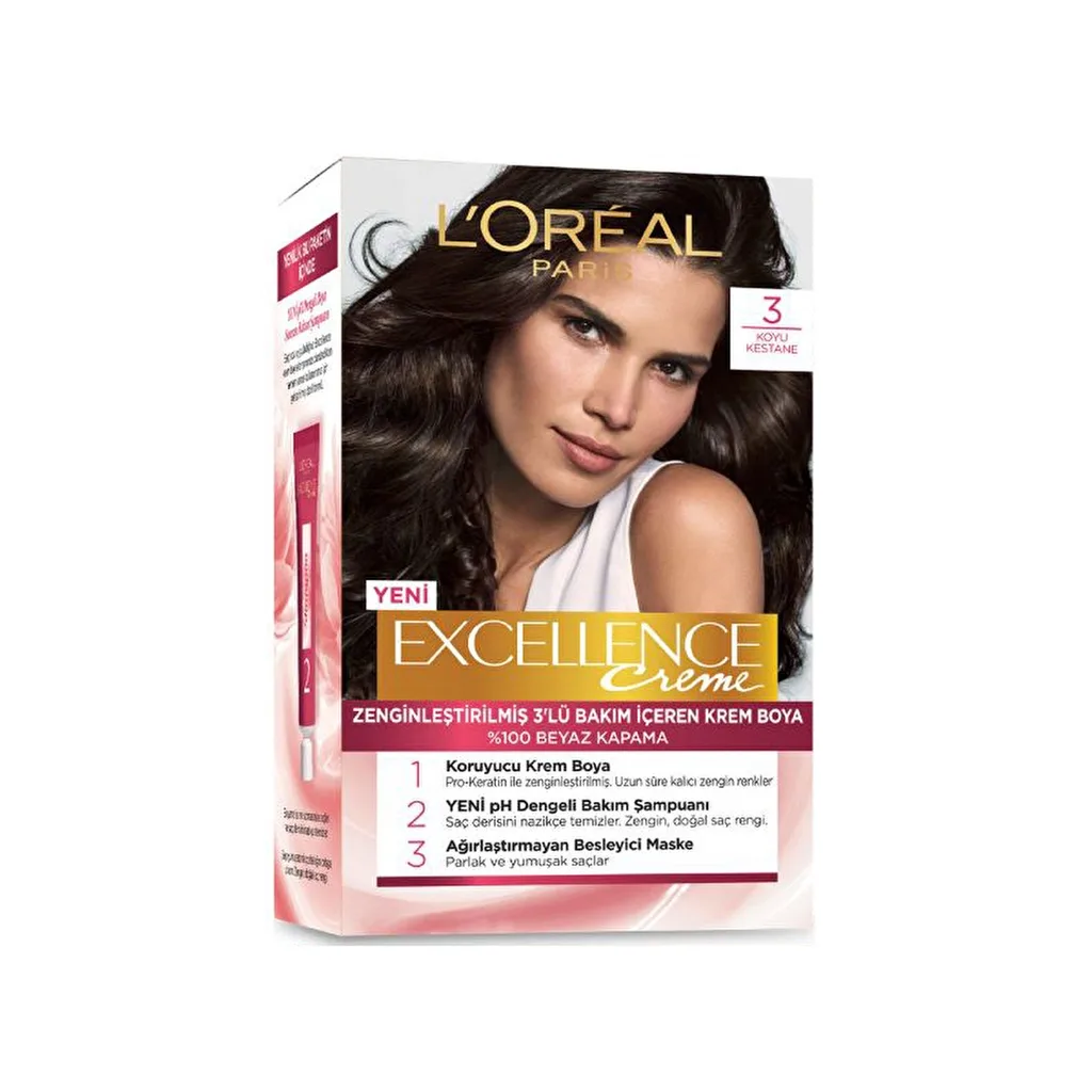 L'Oreal Excellence Cool Creme Saç Boyası - 3 Koyu Kestane