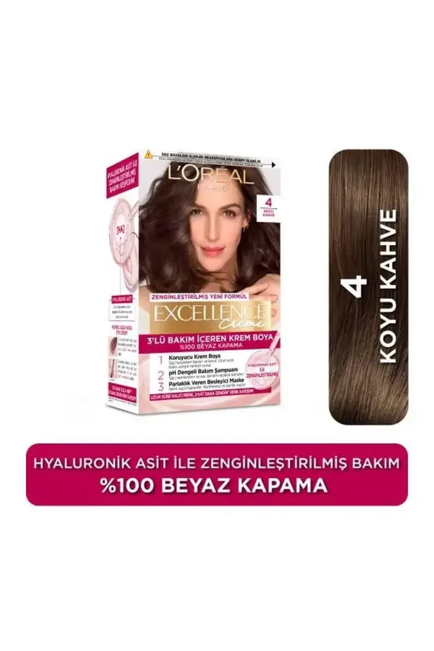 L'Oreal Excellence Cool Creme Saç Boyası - 4 Koyu Kahve