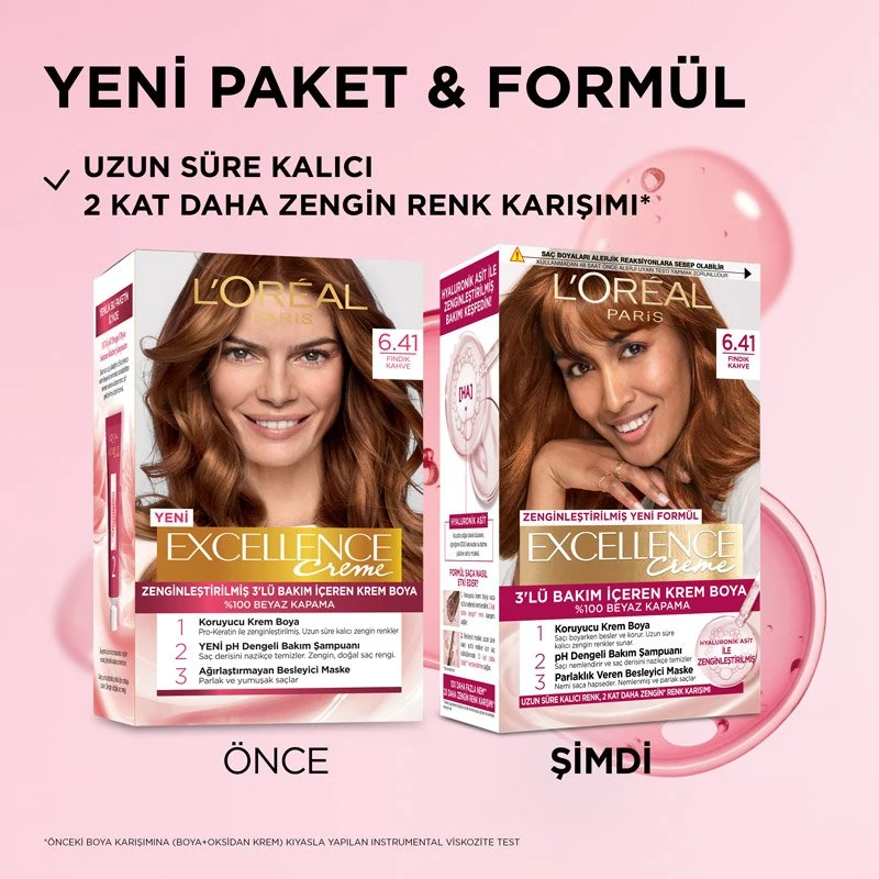 L'Oreal Excellence Cool Creme Saç Boyası - 6.41 Fındık Kahvesi kutu