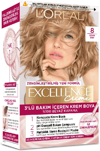 L'Oreal Excellence Cool Creme Saç Boyası - 8 Koyu Sarı resmî ürün görseli