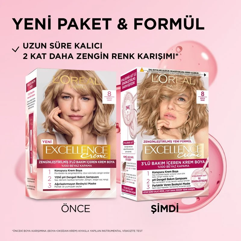 L'Oreal Excellence Cool Creme Saç Boyası - 8 Koyu Sarı kutu