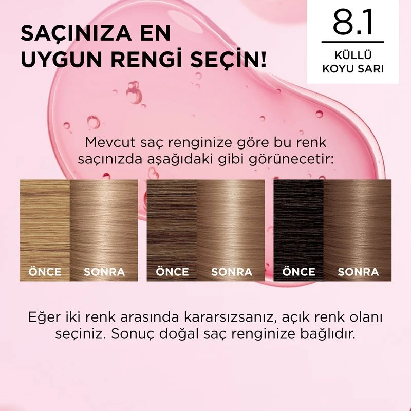 L'Oreal Excellence Cool Creme Saç Boyası - 8.1 Küllü Koyu Sarı ürün görseli