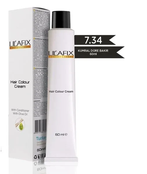 Lilafix Krem Profesyonel Tüp Saç Boyası 60ml - 7.34 Kumral Dore Bakır