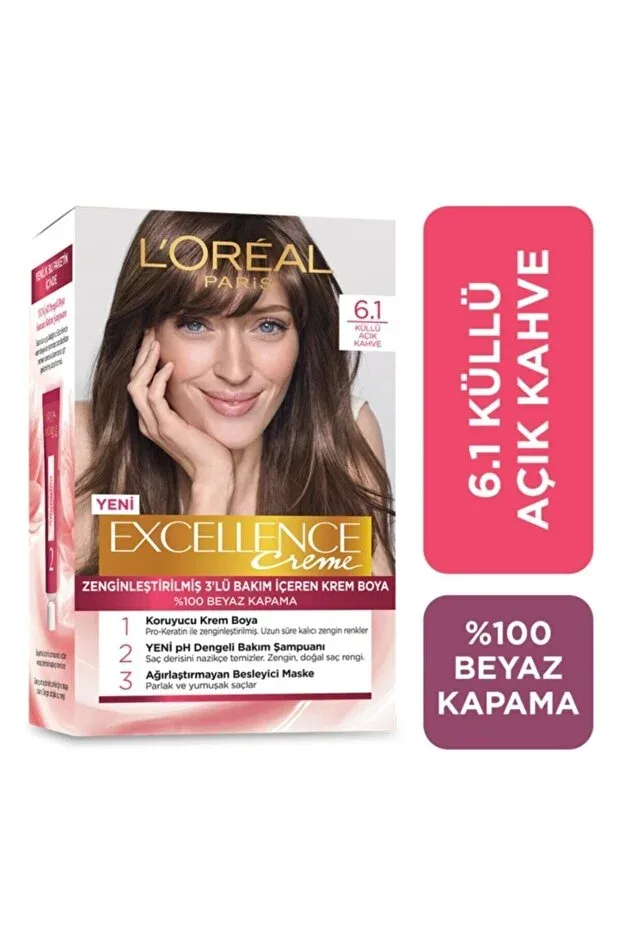 L'Oreal Paris Excellence Saç Boyası - Küllü Açık Kahve 6.1