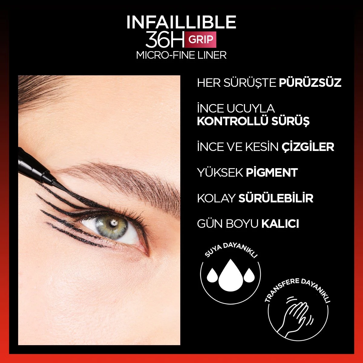 L'Oreal Infaillible 36H Micro Eyeliner - 01 Obsidian - Siyah ürün görseli