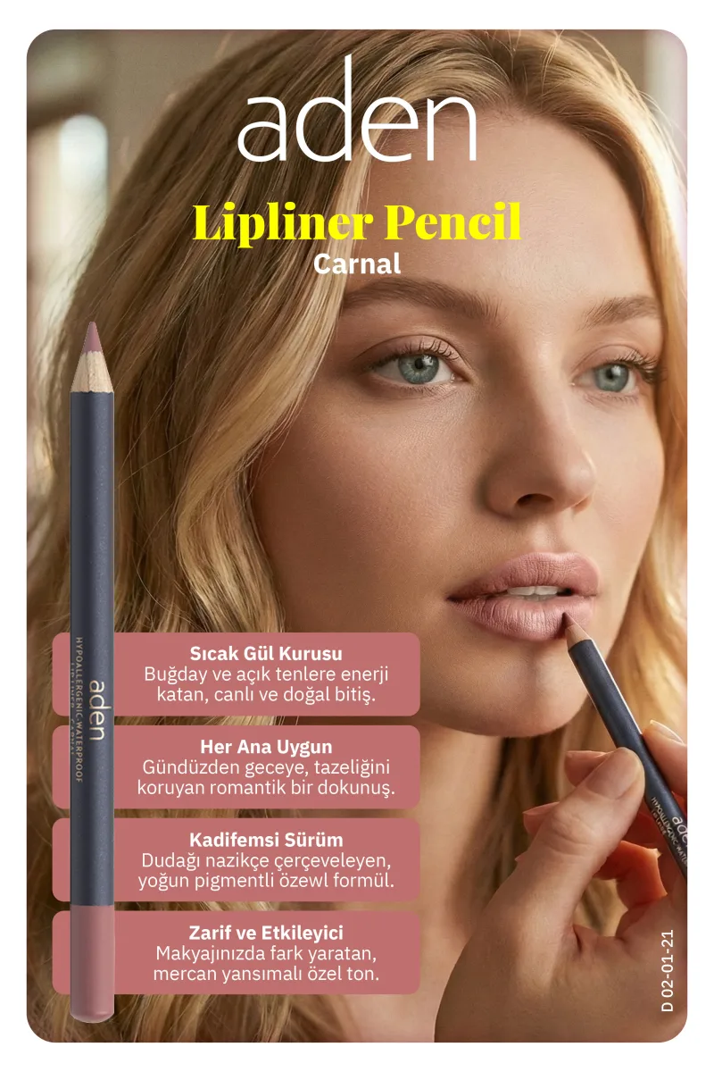 Aden Lipliner Pencil - Dudak Kalemi 21 Carnal(Karanfil)