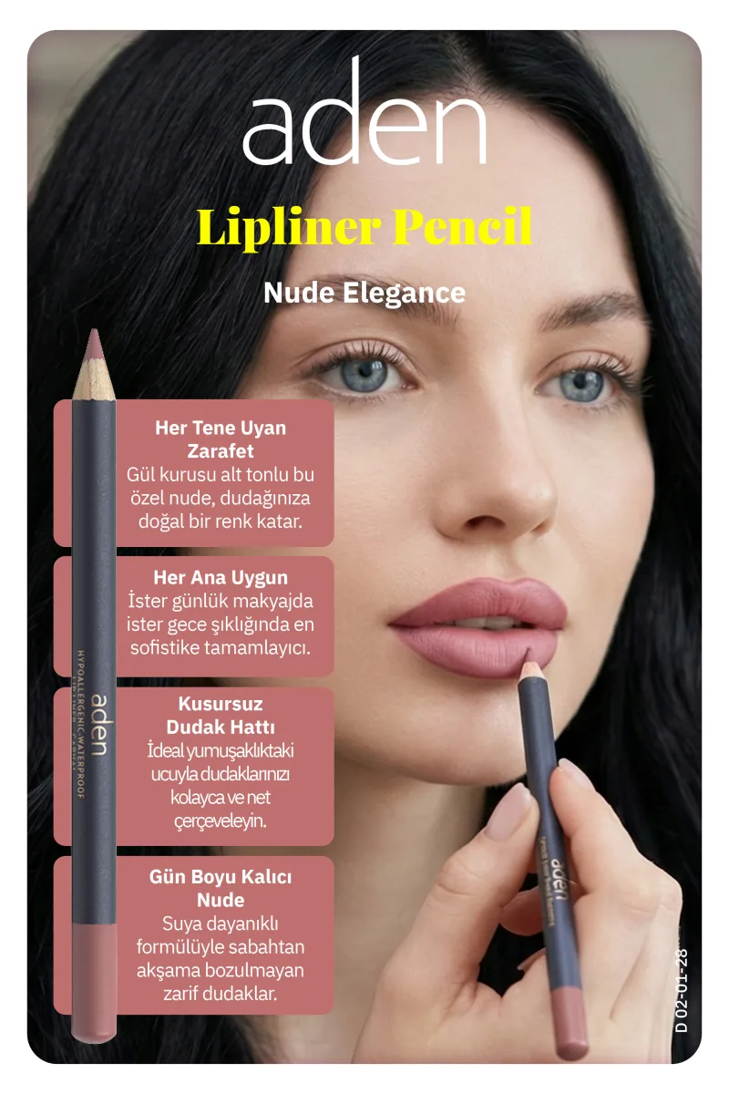 Aden Lipliner Pencil - Dudak Kalemi 28 Nude Elegance(Pudra Pembesi)