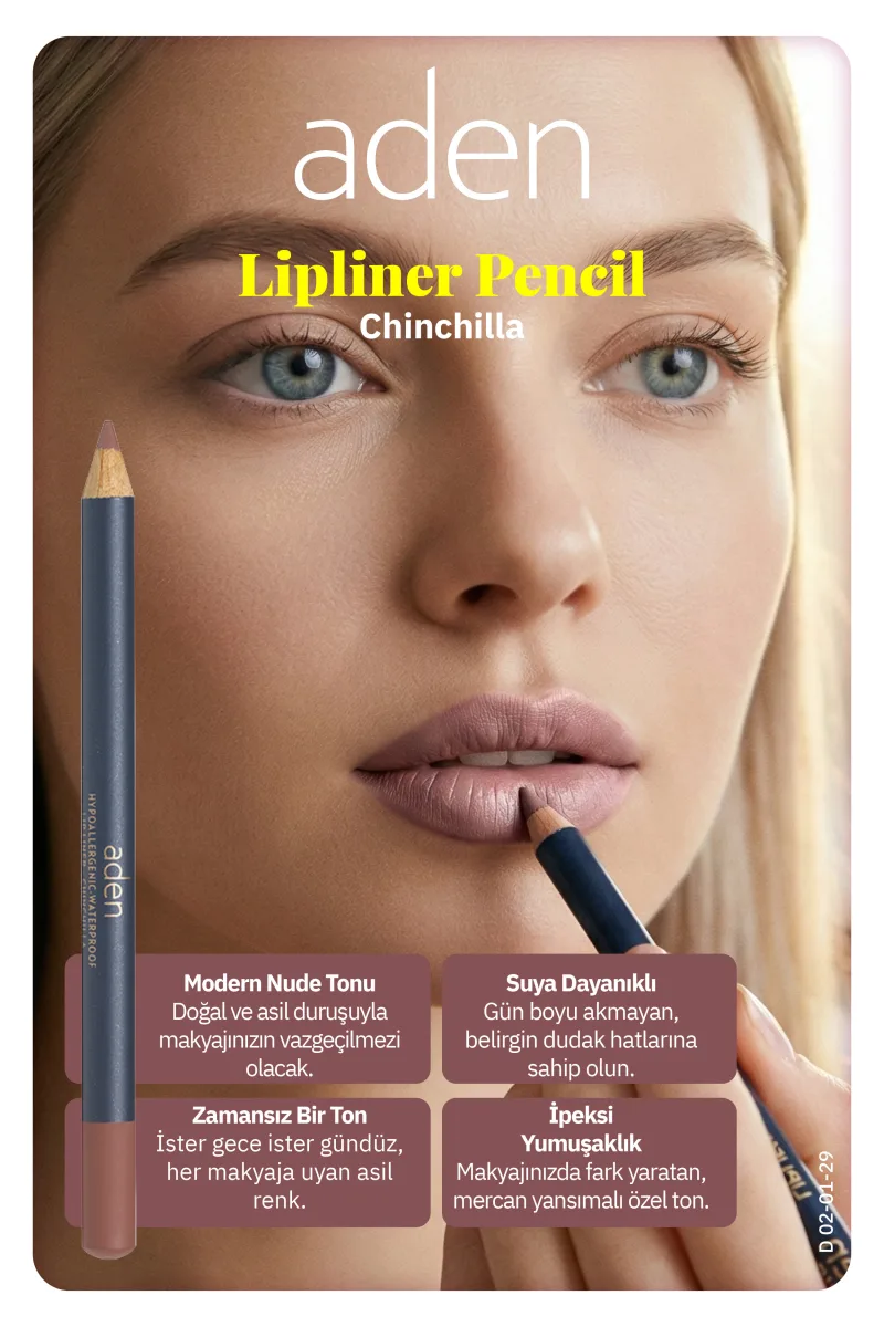 Aden Lipliner Pencil - Dudak Kalemi 29 Chinchilla(Küllü Kahve)