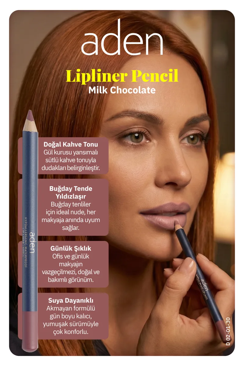 Aden Lipliner Pencil - Dudak Kalemi 30 Milk Chocolate(Sütlü Çikolata)
