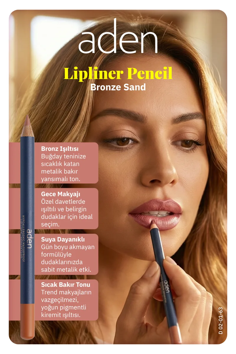 Aden Lipliner Pencil - Dudak Kalemi 63 Bronze Sand(Bronz Kum)
