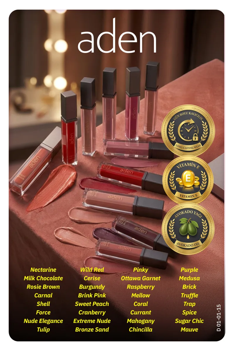 Aden Liquid Lipstick - Likit Ruj 15 Extreme Nude(Doğal Nude)