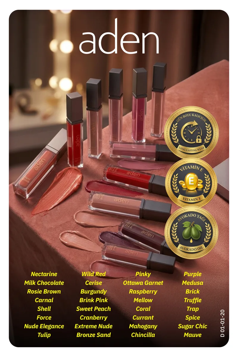 Aden Liquid Lipstick - Likit Ruj 20 Mellow(Şeker Pembe)