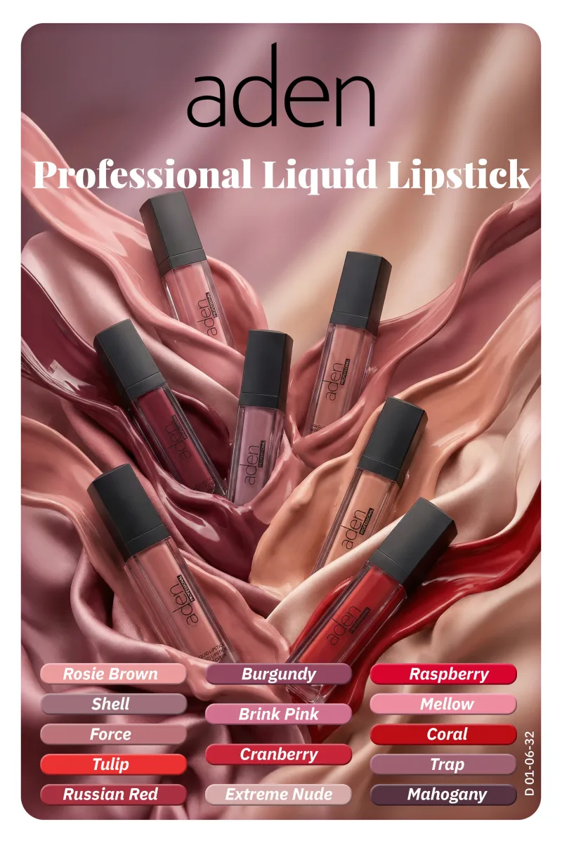 Aden Professional Liquid Lipstick - Profesyonel Likit Ruj 32 Mahogany(Kızıl Kahve)