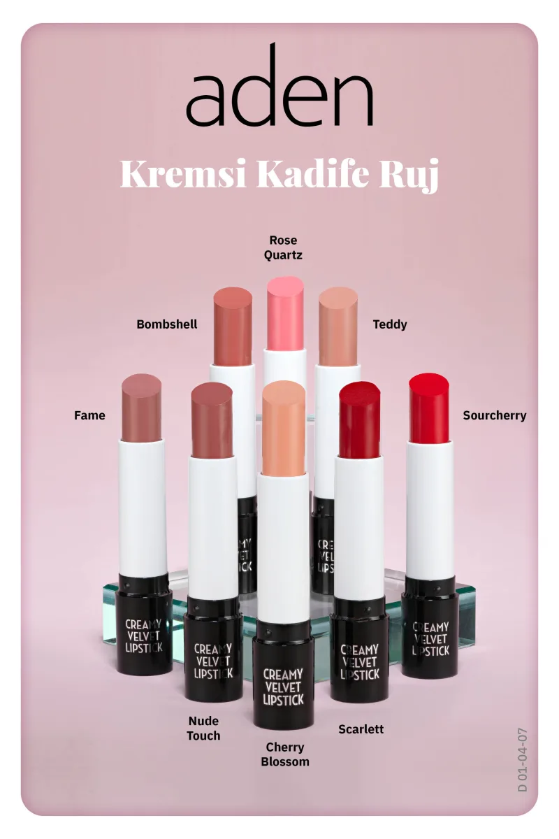 Aden Creamy Velvet Lipstick - Kremsi Kadife Ruj 07 Sourcherry(Vişne)