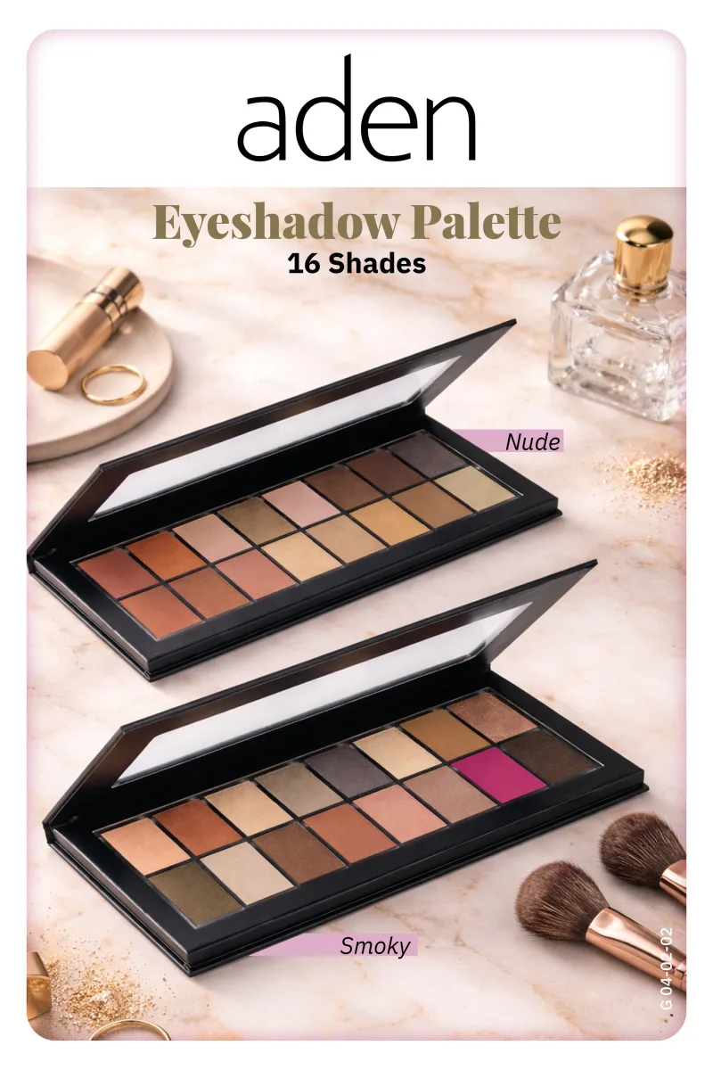 Aden Eyeshadow Palette 16 Shades - Göz Farı Paleti 16'lı Smokey(Dumanlı)
