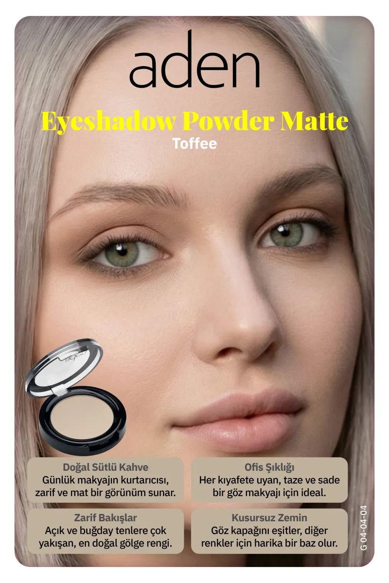 Aden Eyeshadow Powder Matte - Mat Göz Farı 04 Toffee(Şeker)