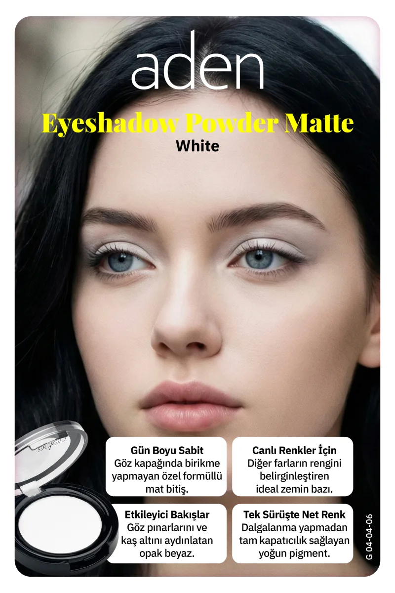 Aden Eyeshadow Powder Matte - Mat Göz Farı 06 White(Beyaz)