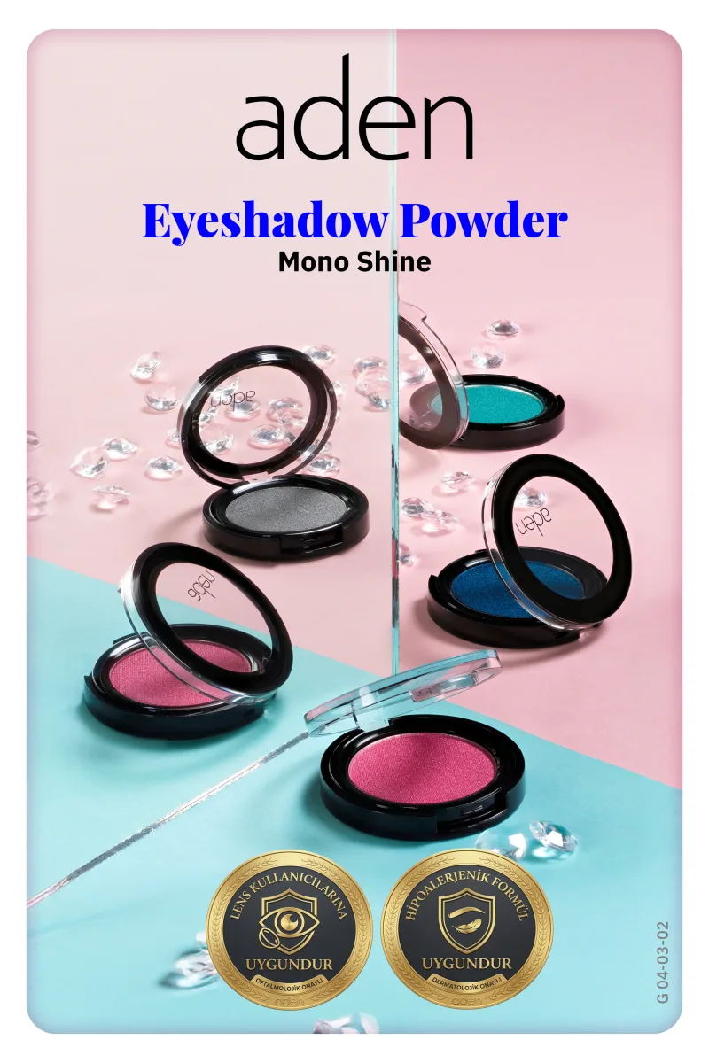 Aden Eyeshadow Powder Mono Shine - Işıltılı Göz Farı 02 Kenny(Turkuaz Işıltısı)