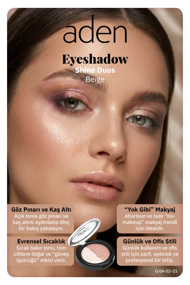 Aden Eyeshadow Shine Duos - Işıltılı Göz Farı İkilisi Beige(Bej)