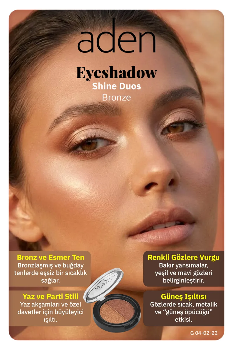 Aden Eyeshadow Shine Duos - Işıltılı Göz Farı İkilisi Bronze(Bronz)