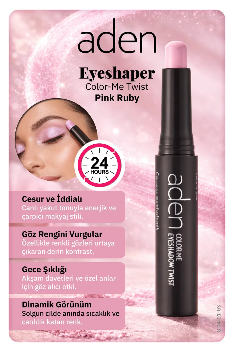 Aden Eyeshadow Twist - Asansörlü Göz Farı 03 Pink Ruby(Pembe Yakut)