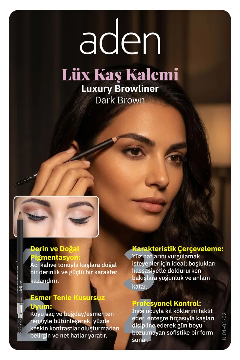 Aden Luxury Browliner - Kaş Kalemi 02 Dark Brown(Koyu Kahverengi)