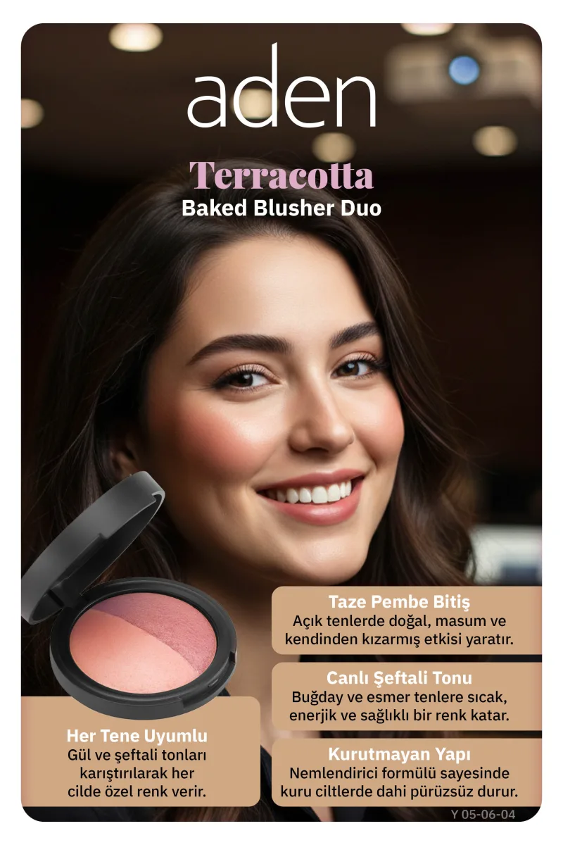 Aden Terracotta Baked Blusher Duo - Terracotta Allık İkilisi