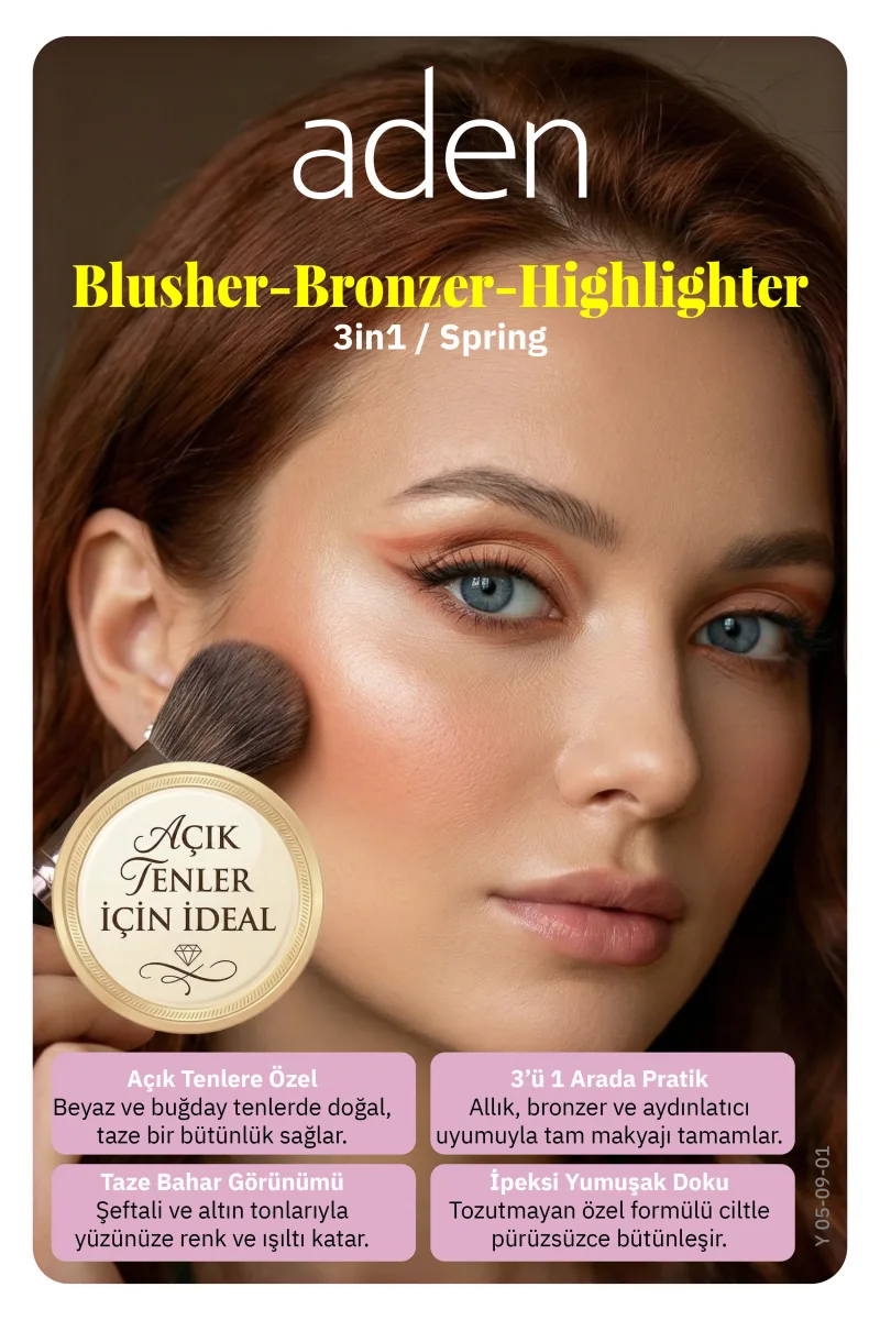 Aden 3 In 1 Blusher-Bronzer-Highlighter Spring
