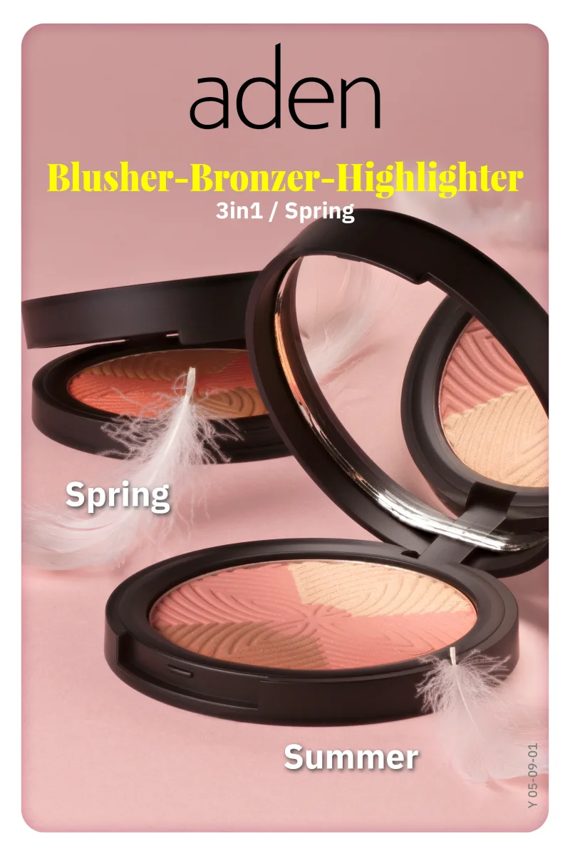 Aden 3 In 1 Blusher-Bronzer-Highlighter Spring