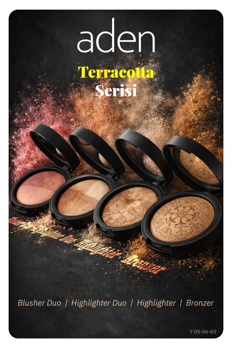 Aden Terracotta Baked Bronzer/Highlighter Duo - Terracotta Bronzlaştırıcı/Aydınlatıcı İkilisi