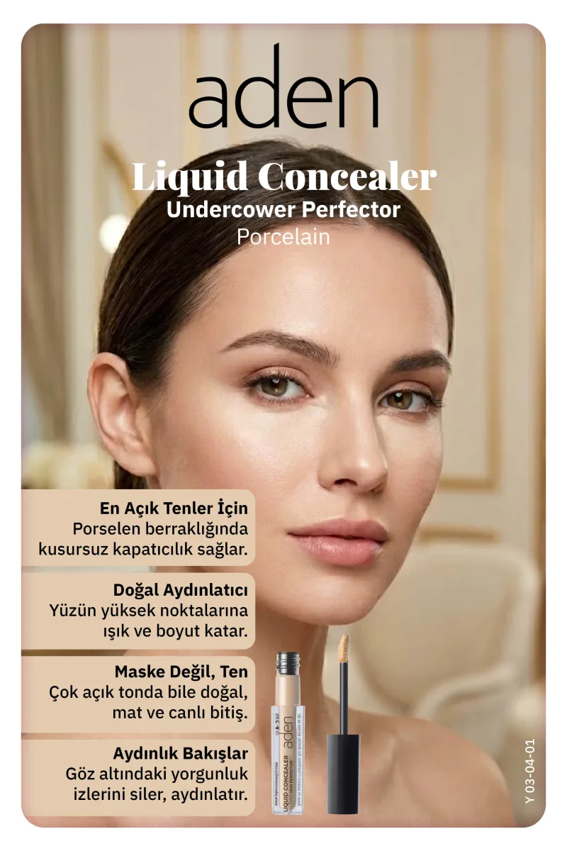 Aden Liquid Concealer Undercower - Likit Kapatıcı 01 Porcelain(Porselen)