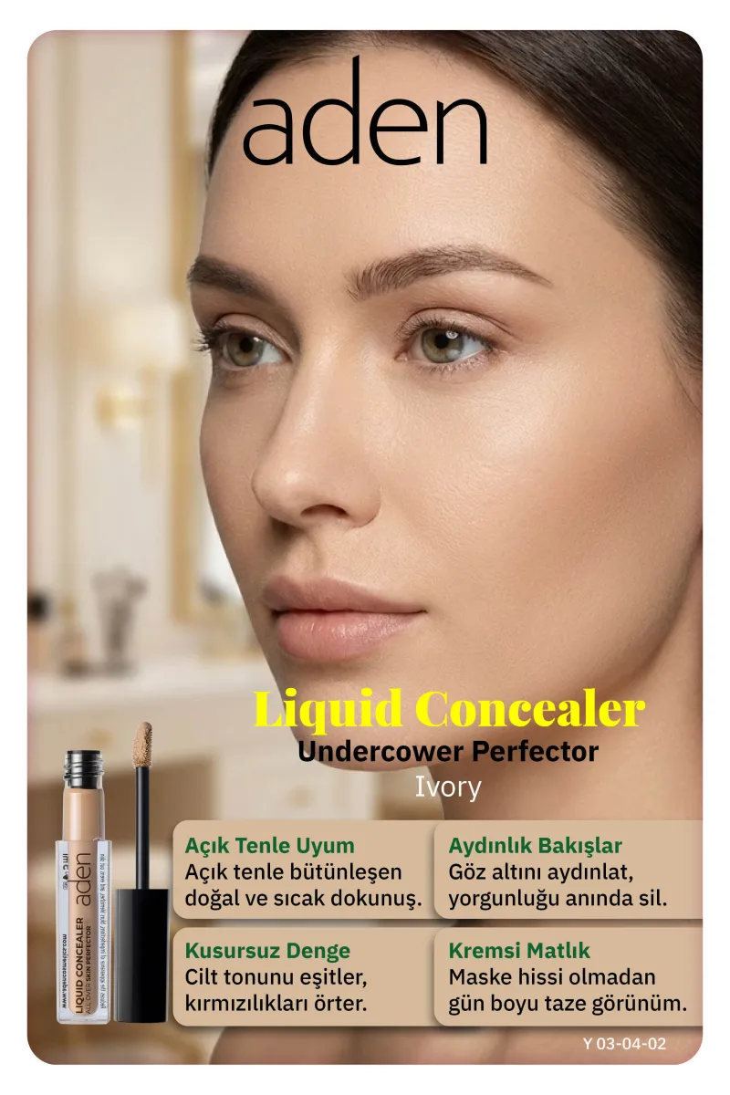 Aden Liquid Concealer Undercower - Likit Kapatıcı 02 Ivory(Fildişi)
