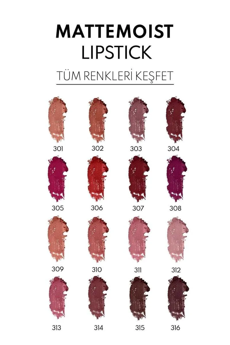 Note Ruj & Matte Moist Lipstick Yari Mat Bitişli No: 314