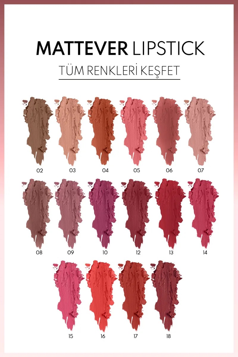 Note Ruj & Mattever Lipstick Yari Mat Saten Bitişli No: 06 Sunset Party Pembe