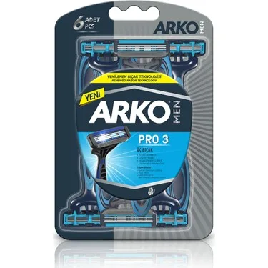 Arko Men Pro 3 Bıçaklı Tıraş Bıçağı - 6'lı