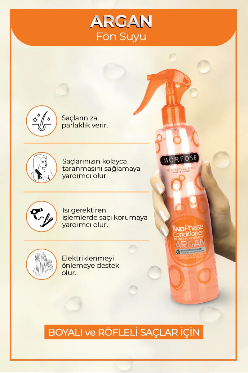 Morfose Fön Suyu & Argan İçerikli İki Fazli Turuncu 400 ml